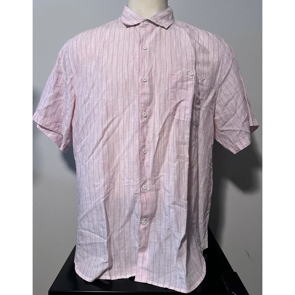 NEW Tommy Bahama Men's Size XL Rose Rococo Sand Linen Valencia Striped Shirt